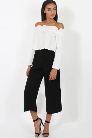 Black Side Slit Culottes - Odette