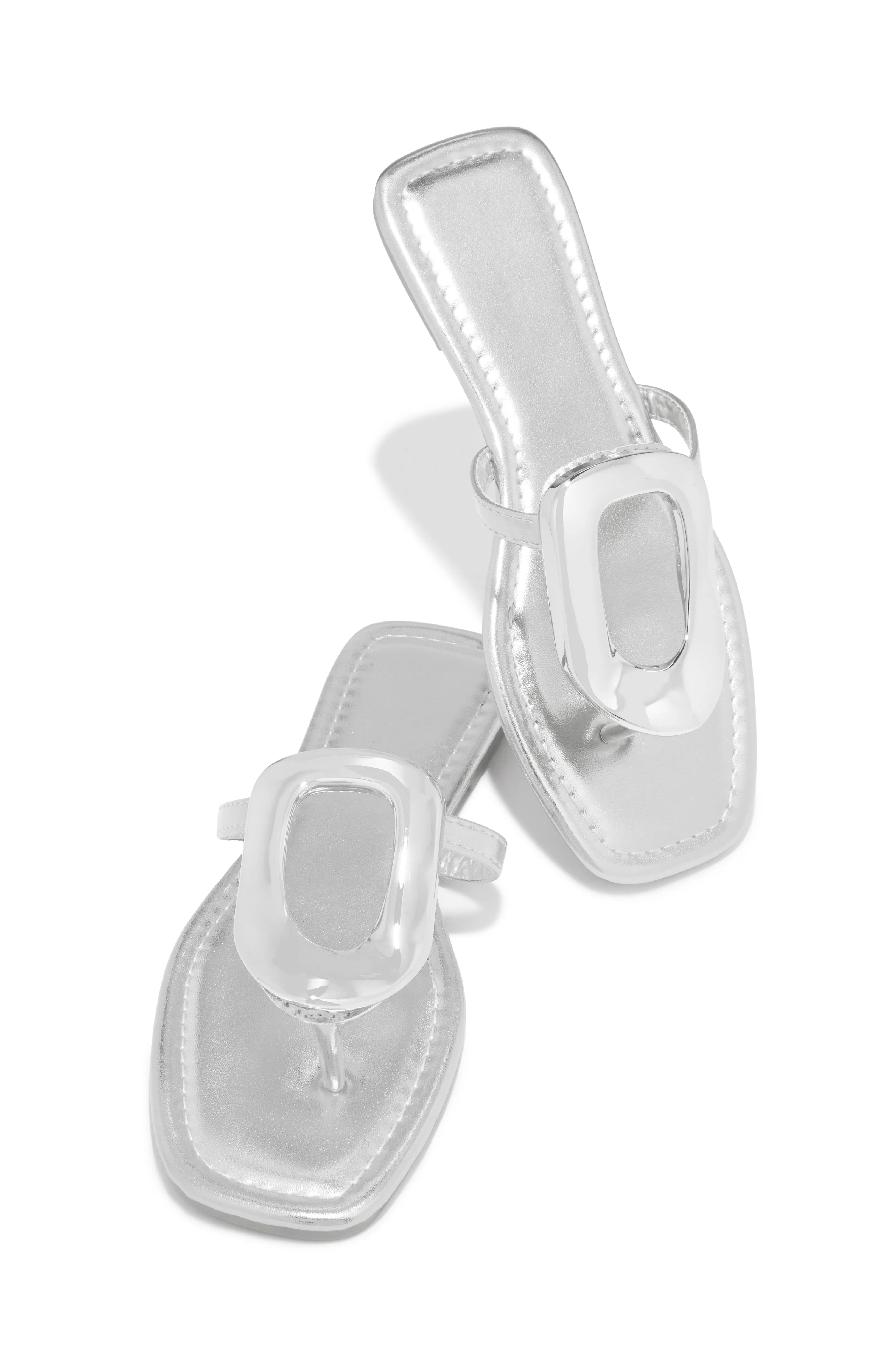 Adelia Slip On Thong Strap Sandals - White