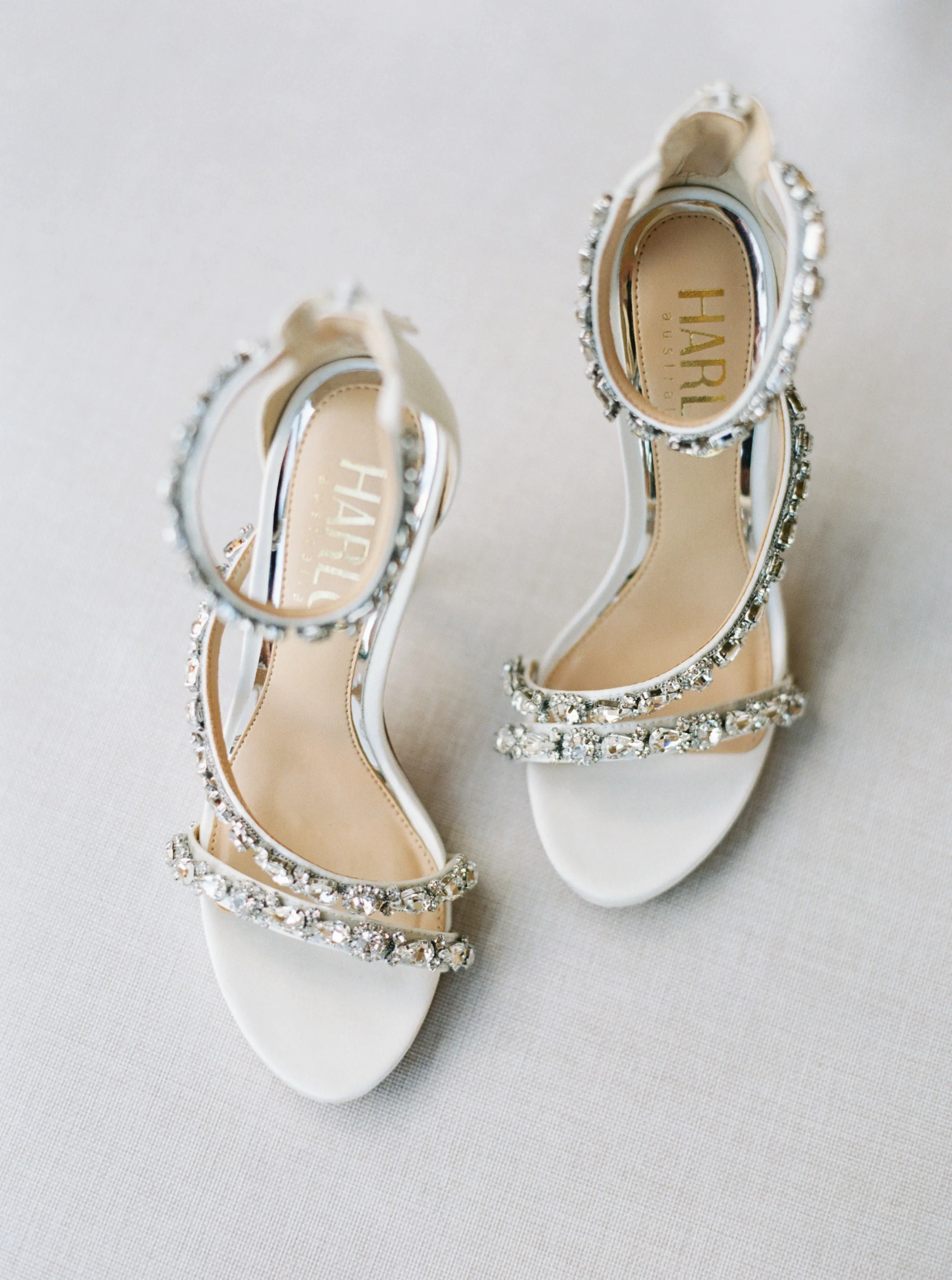 Bella - White Crystal Embellished Strappy Evening Heel