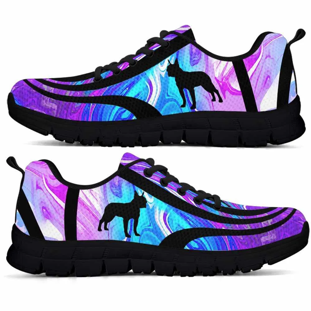 Boston Terrier Sneaker, Boston Terrier Dog Lovers Blue Purple Wave Sneakers Gym Running Shoes Gift Women Men, Boston Terrier Shoes