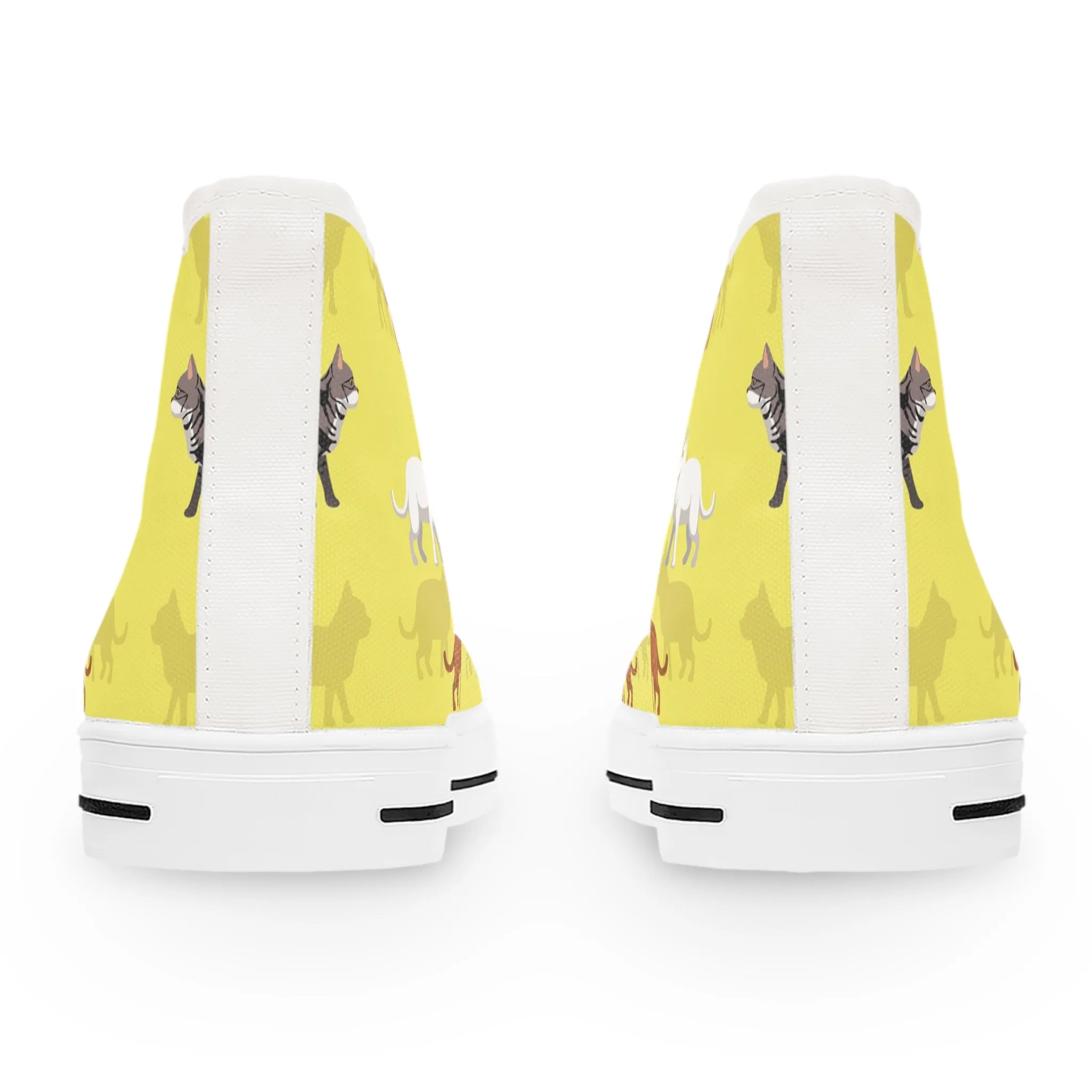 Cats on Yellow Background Women's High Top Sneakers