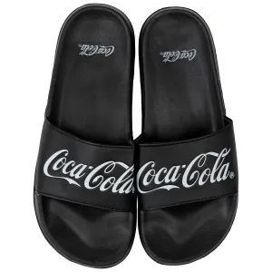 Coca-Cola Brand Black and White Text Logo Slide Sandals