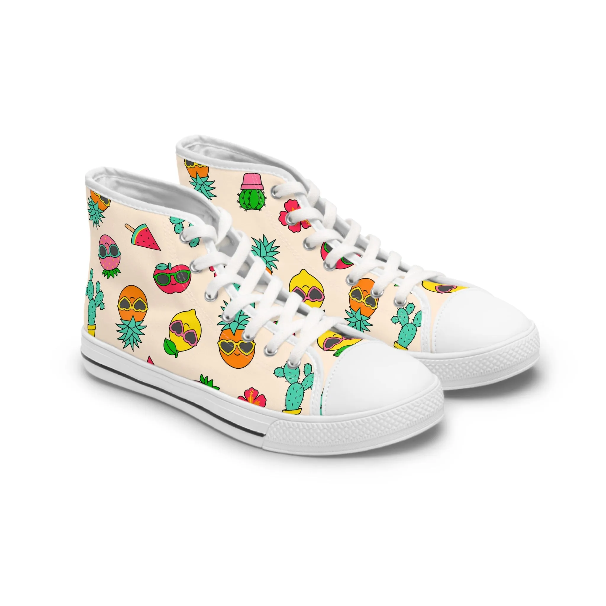 Colorful Fruit Sunglasses Women's High Top Sneakers