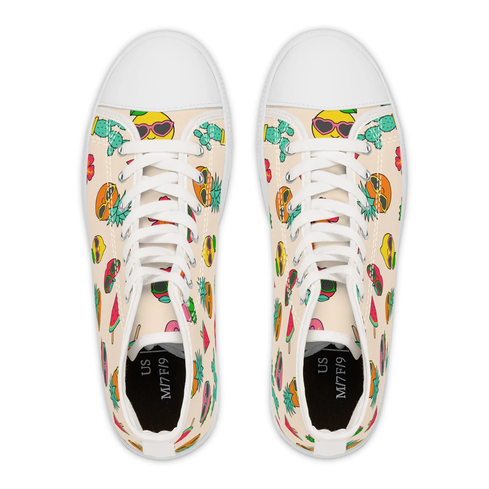 Colorful Fruit Sunglasses Women's High Top Sneakers