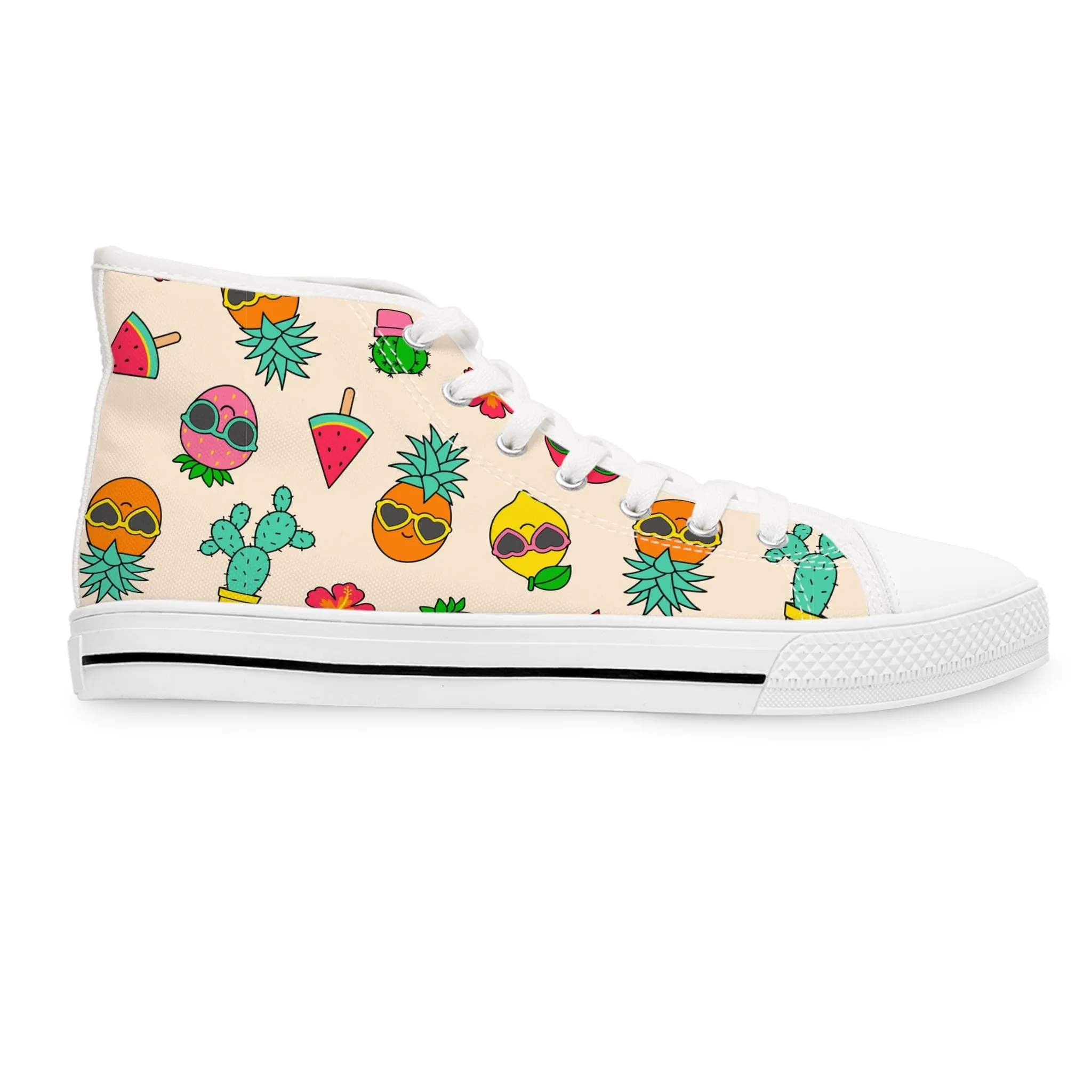 Colorful Fruit Sunglasses Women's High Top Sneakers