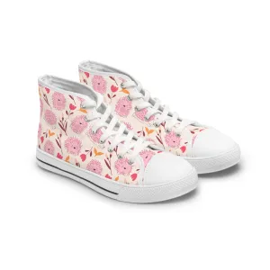 Cute Pink Hedgehog Women's High Top Sneakers