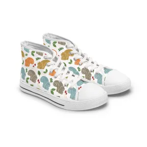 Cute Squirrel and Leaf Women's High Top Sneakers