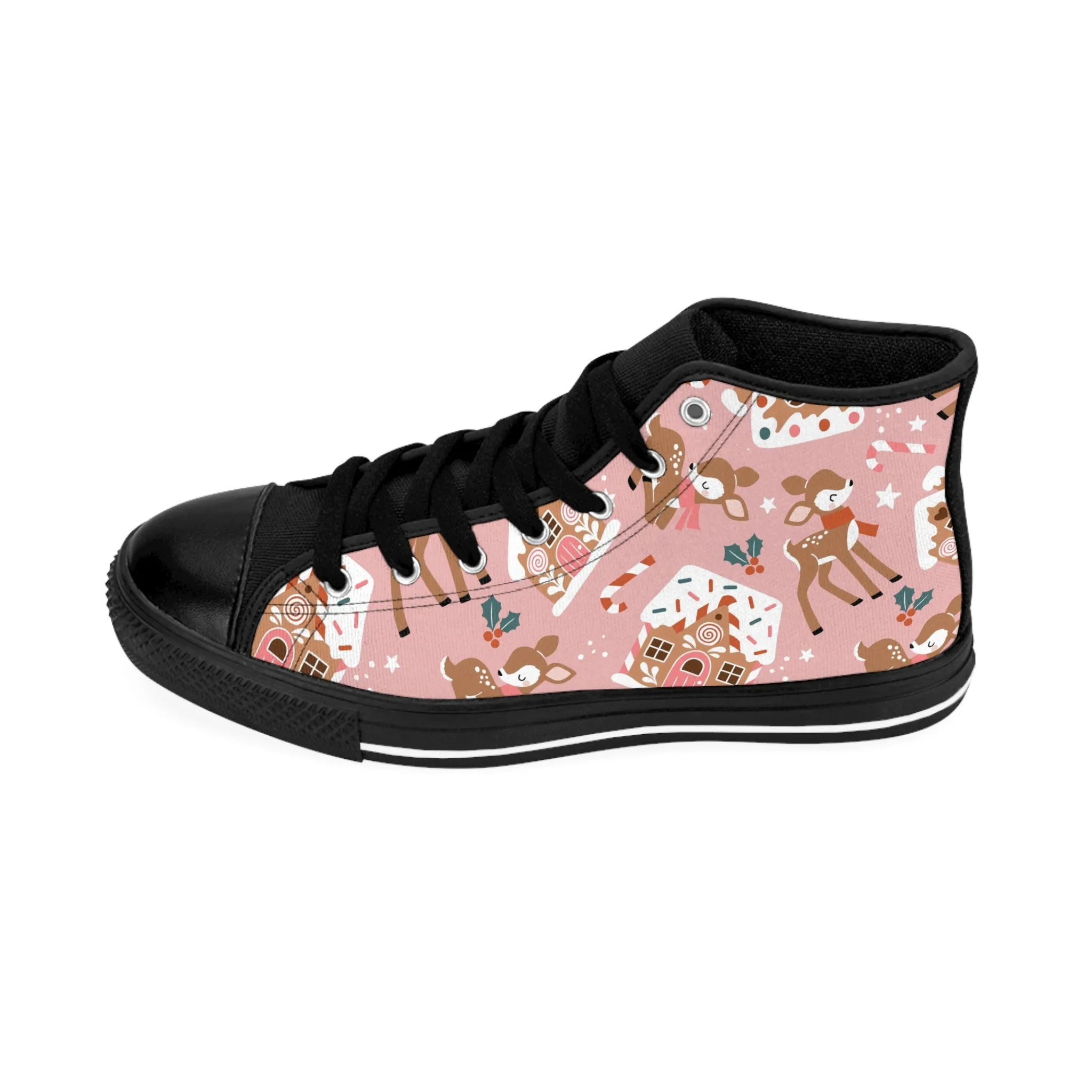 Gingerbread House and Reindeer Women's Classic Sneakers