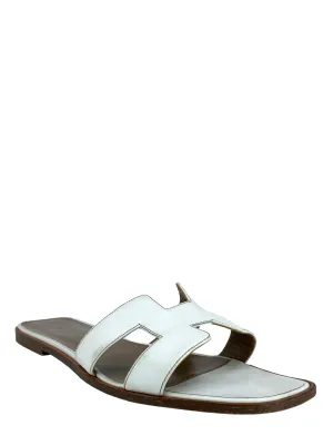 HERMES Calfskin Leather Oran Sandals Size 11