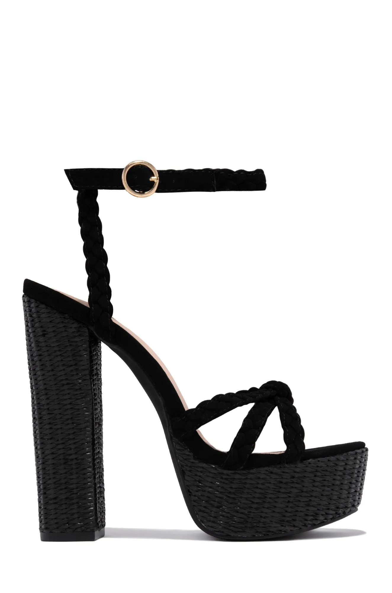 Hilda Platform Block High Heels - Black