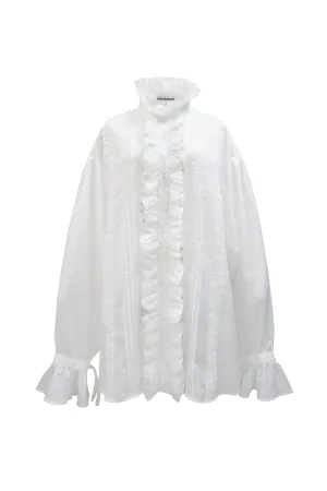 Little Flower Frill Blouse / White