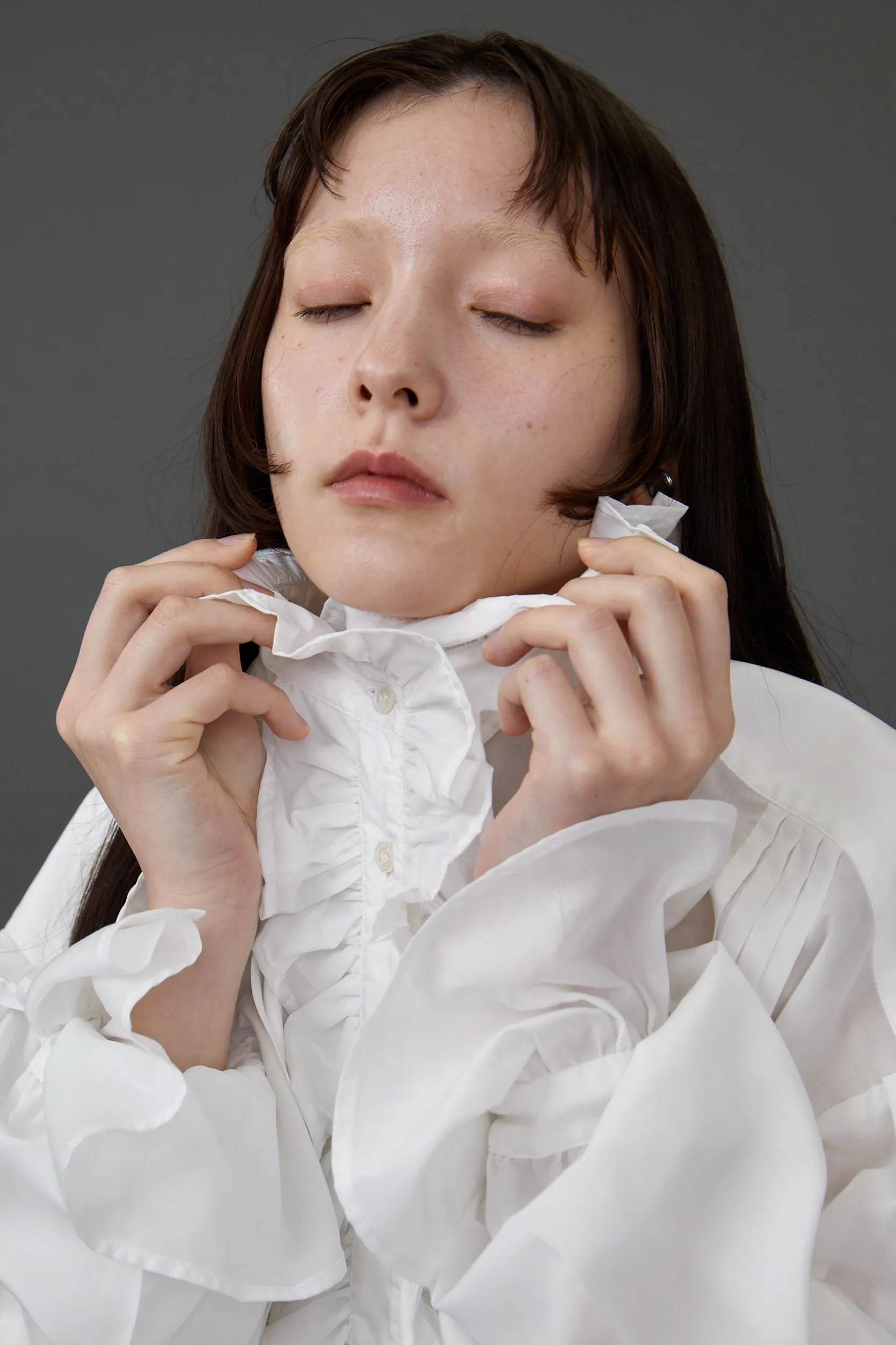 Little Flower Frill Blouse / White