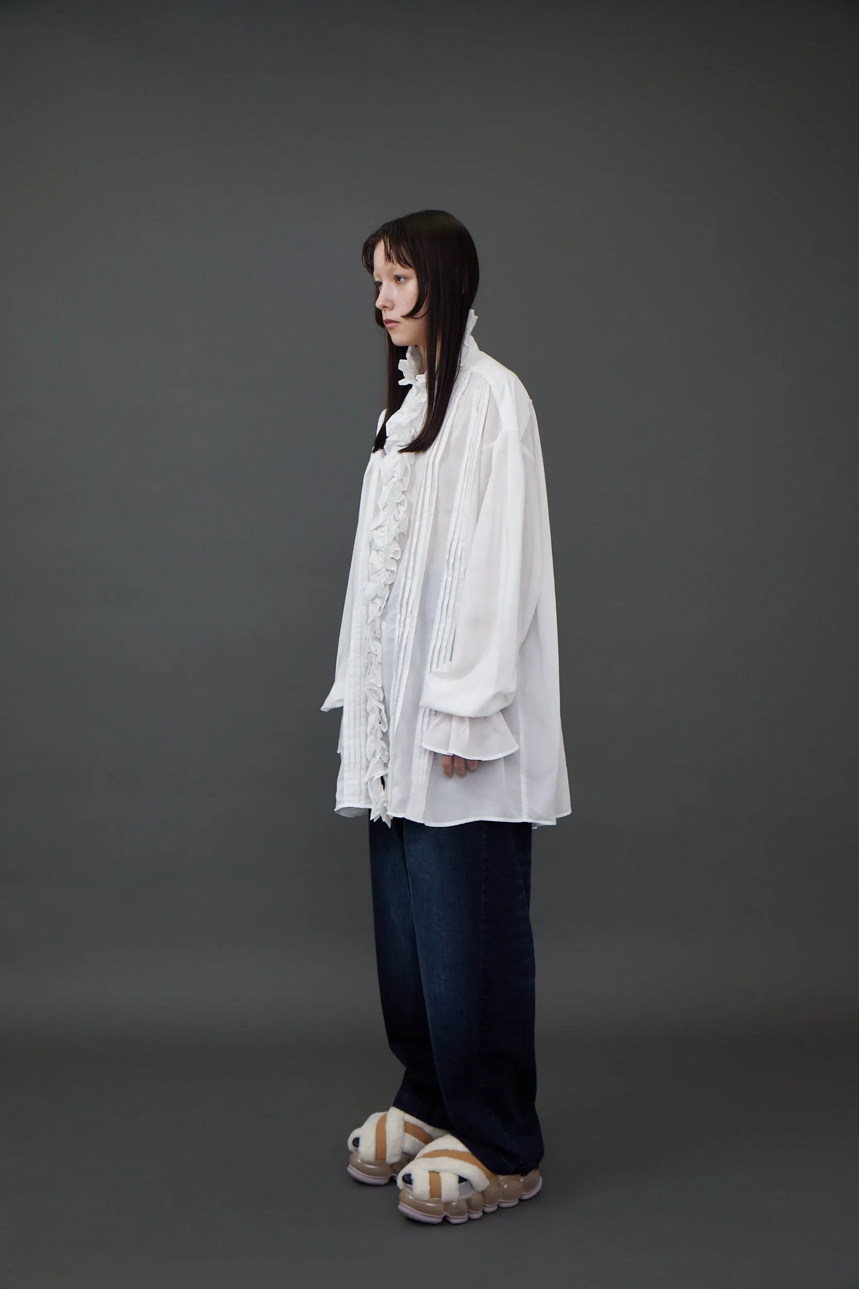 Little Flower Frill Blouse / White