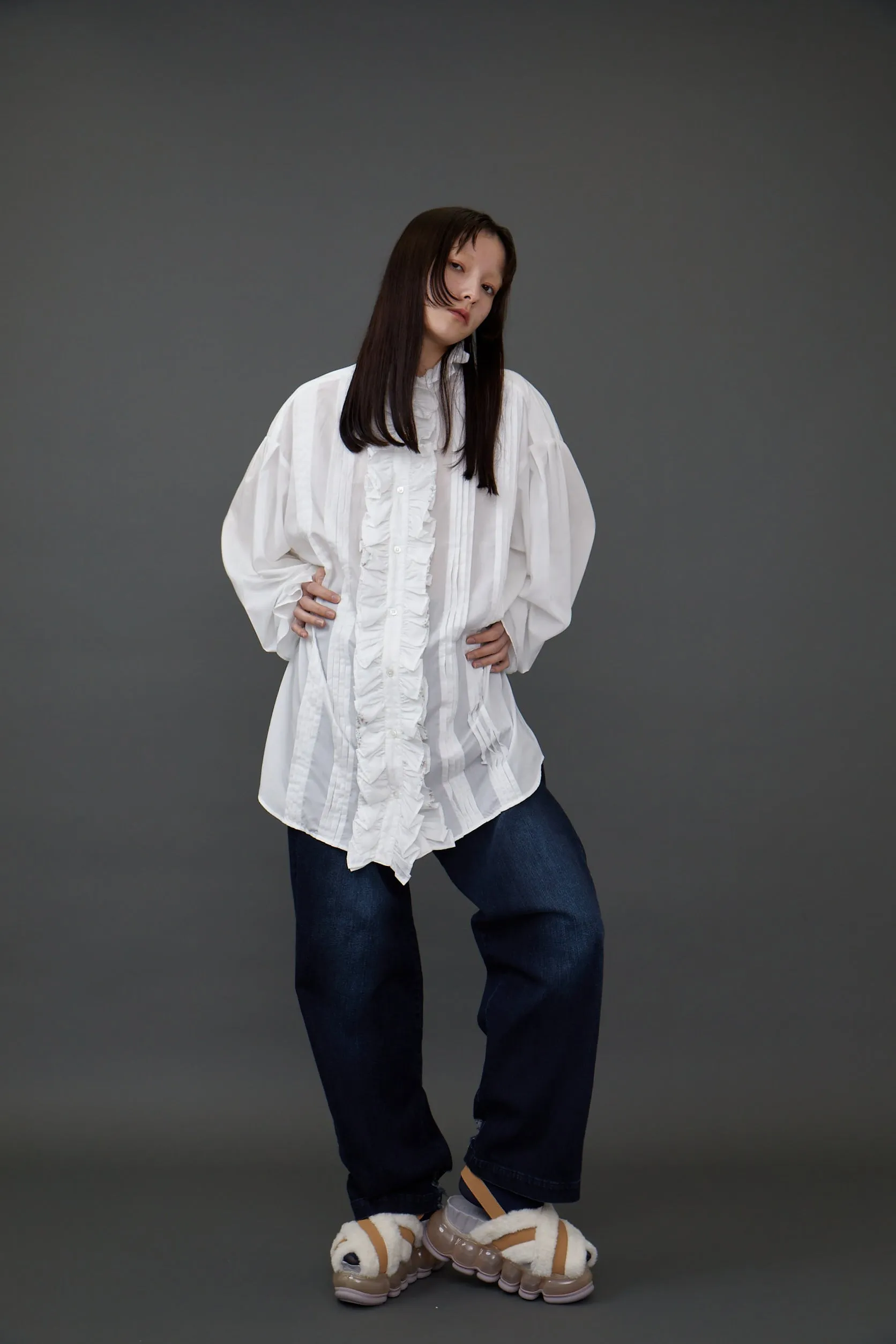 Little Flower Frill Blouse / White