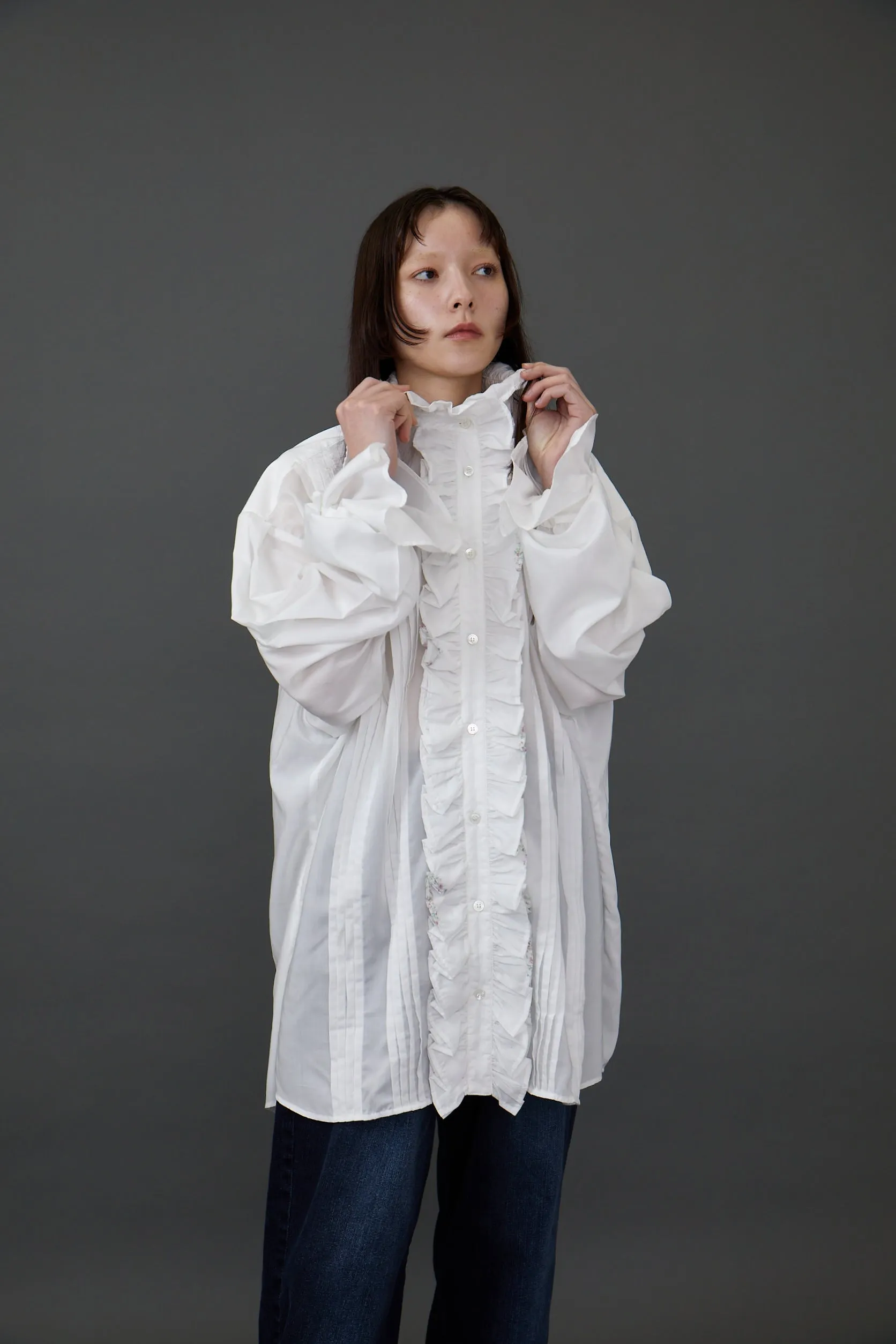 Little Flower Frill Blouse / White