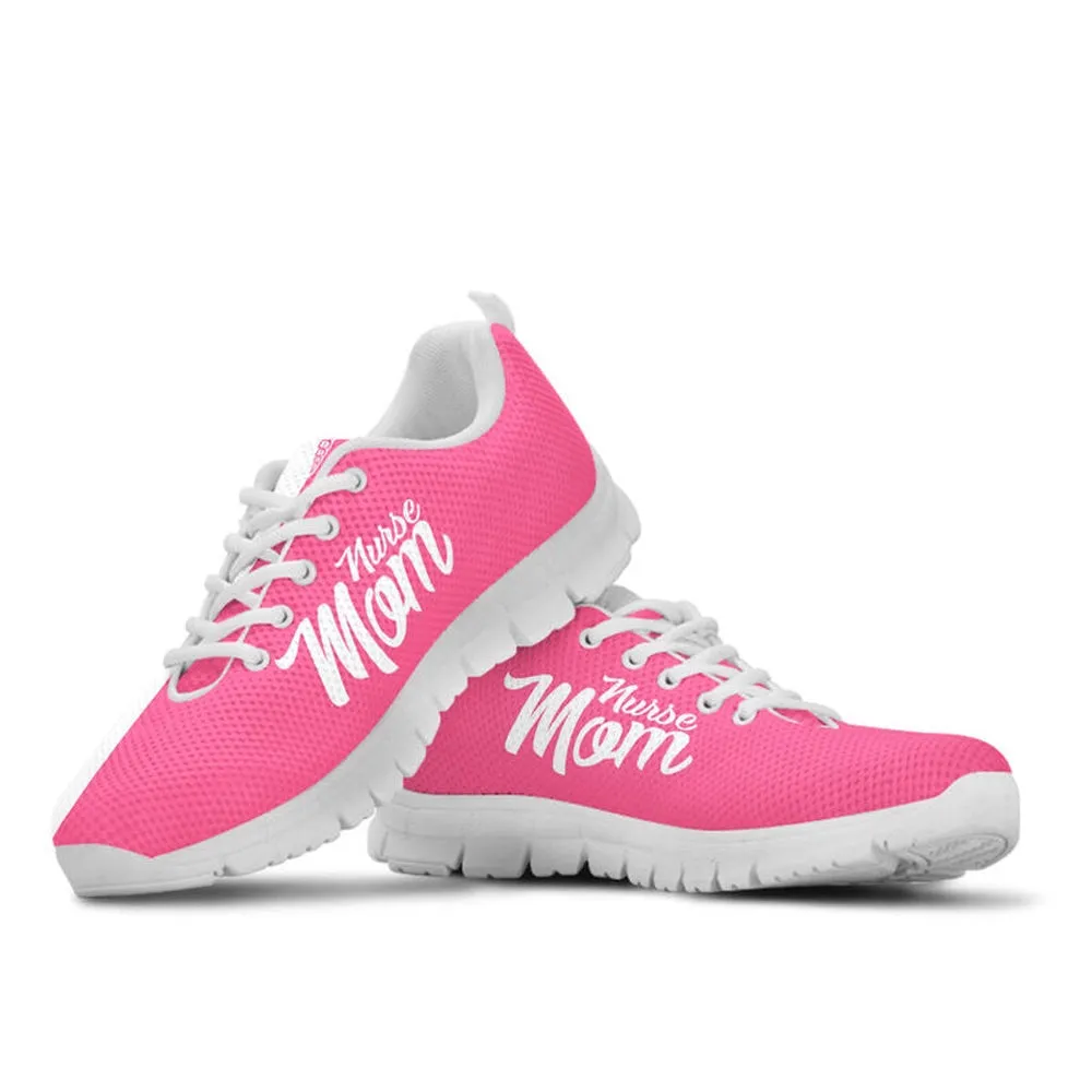 Nurse Sneaker, Nurse-Strong Mom Pink White Sneakers Shoes, Best Shoes For Nurses