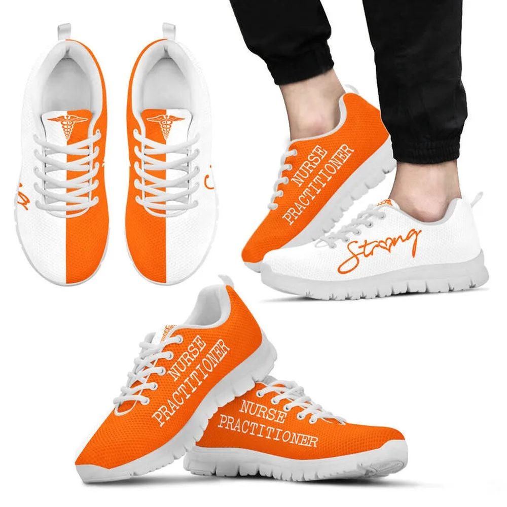 Nurse Sneaker, Nurse Strong Practitioner Orange White Sneakers, Best Shoes For Nurses