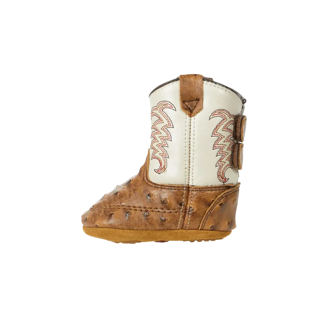 Old West Kid's Poppets Faux Leather Cowboy Brown Tan Boots