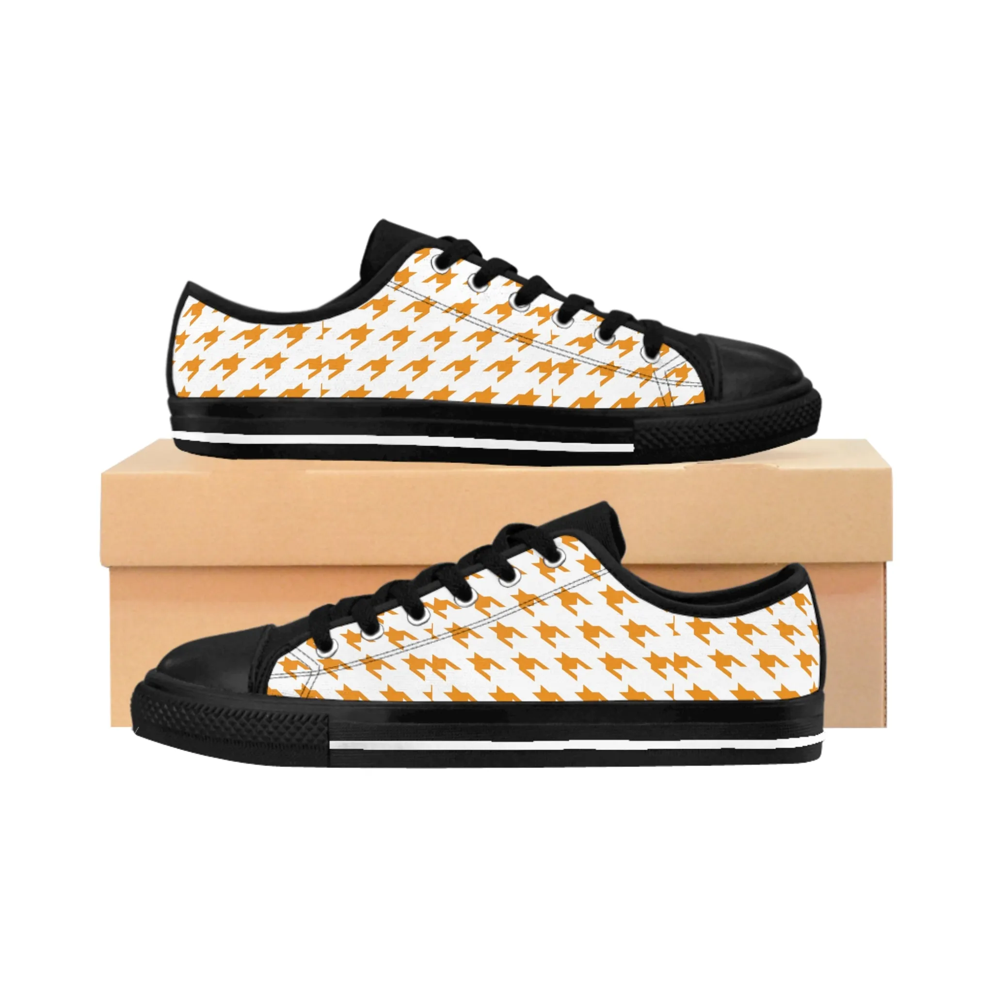 Orange Houndstooth Women's Sneakers