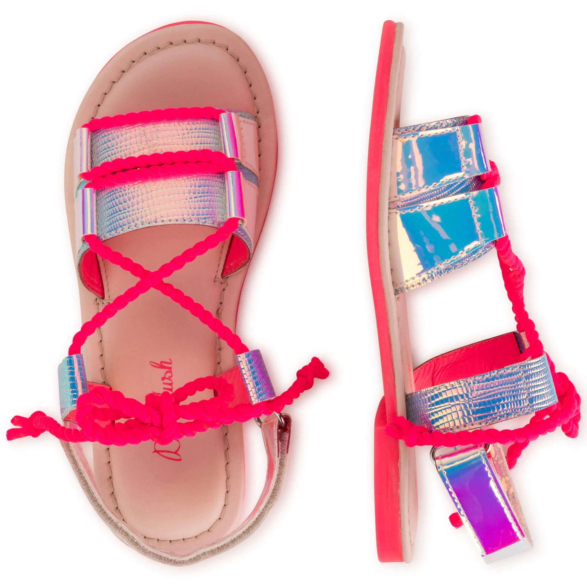 White Iridescent Sandals with Rope Tie