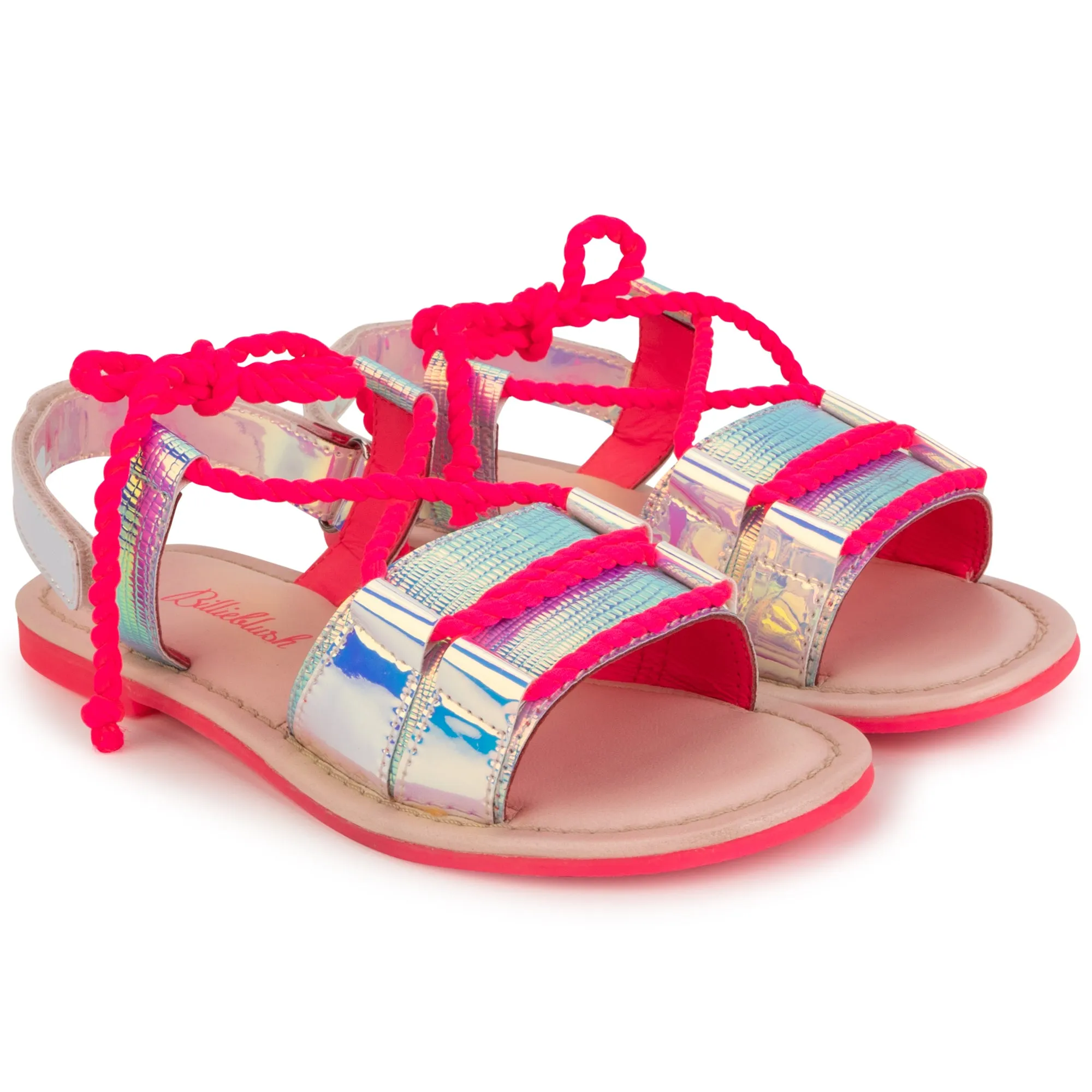 White Iridescent Sandals with Rope Tie